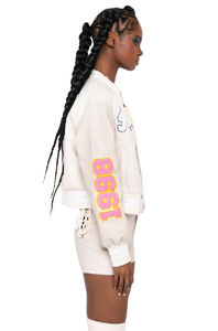 Chaqueta universitaria de algodón azul personalizada para mujer, chaqueta de béisbol acolchada con mangas largas para primavera y otoño, transpirable, OEM - Product Image 2