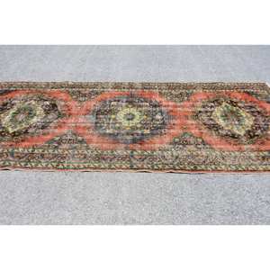 พรมขนแกะตุรกีสีแดงวินเทจขนาด48x119ฟุตสไตล์ดั้งเดิมงานเย็บปะลวดลายสีเบจเน้นความหนา10มม. สำหรับพื้นที่ขนาดใหญ่ - Product Image 3