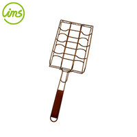 Panier à maïs pour barbecue avec logo personnalisé, poignée en bois de caoutchouc, résistant à la chaleur, supports à maïs faciles à nettoyer, outils antiadhésifs