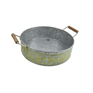 Seau français galvanisé avec poignées latérales en métal avec Design doré fabriqué en inde à bas prix - Product Image 2