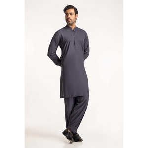 Traje Casual Elegante para Hombre en Gris Oscuro con Bordado y Patrón Sólido - Product Image 2