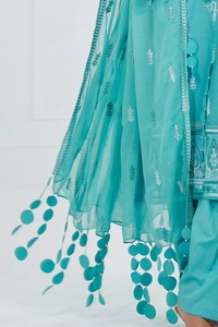 Vestido de fiesta para mujer, informal, de verano, ecológico, de alta calidad, con cuello en V, manga larga, bordado, sólido, 2025, moda paquistaní de Bollywood - Product Image 2