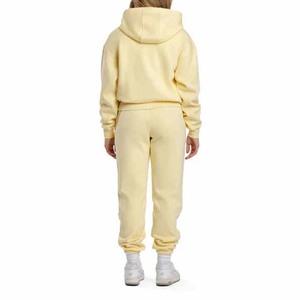 Conjunto de chándal deportivo de invierno de peso pesado de algodón 100% personalizado para mujer, conjunto de Sudadera con capucha de bloque de Color de secado rápido con cintura elástica - Product Image 2