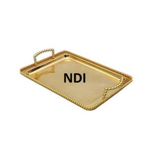 Bandeja de servicio de bebidas frías Bandeja decorativa hecha a mano Uso multiusos Desayuno Servir Bandeja de metal - Product Image 1