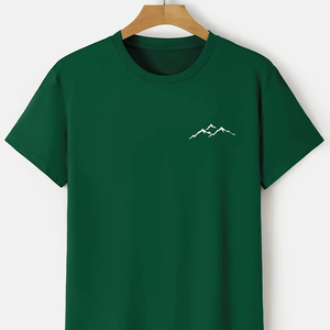 Stock Men's Summer Cotton Top 100% Comfortable Casual Sports Loose Large <b>Mountain</b> Printed Pattern Short Sleeve Neck <b>T</b>-<b>Shirt</b> - Product Image 1