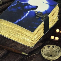 Grimoire en cuir créatif imprimé loup, 400 pages, livre de sorts vintage, Al Amir, fait main, journal de sorcière, cadeau pour lui et pour elle, cadeau promotionnel