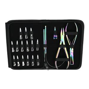 Kit d'outils pour extensions de cheveux avec anneau de séparation des cheveux et pinces à bec de canard, outil de retrait des micro-perles et pince à sertir plate, crochet en boucle antidérapant - Product Image 6