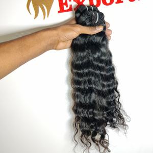Wholesale 100% Unprocessed Cuticle Aligned Indian Temple Human <b>Hair</b> <b>Extensions</b> Raw Virgin Black Wavy Bundle Vendor's Best - Product Image 3