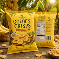 Sachets personnalisés à fermeture arrière pour chips de banane, chips de pommes de terre, emballages de snacks, sacs d'emballage alimentaire imprimés sur mesure