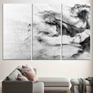 Toile imprimée abstraite gris fumé : Art mural minimaliste moderne, lot de 3 toiles - Product Image 1