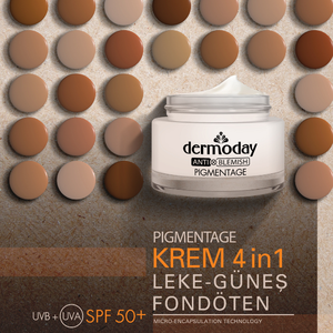 Crème anti-imperfections pigmentaire SPF 50+ 50ml, écran solaire illuminateur effet fond de teint, correcteur de teint adaptatif Dermoday - Product Image 1
