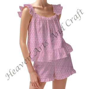 ชุดนอนขาสั้นขาสั้นสำหรับผู้หญิงชุดนอนมีสายรัดแต่งระบายลายดอกไม้สำหรับฤดูใบไม้ผลิ/ฤดูร้อน - Product Image 6