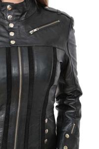 Logo personnalisé Veste tendance en cuir pour femmes de haute qualité en toile respirante à col montant pour la saison d'automne - Product Image 5