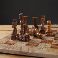 Jeu d'échecs moderne en marbre onyx fossile marron, plateau en pierre fait main, marbre naturel de qualité supérieure, pour salon, cuisine, salle à manger, jeu de société, résistant au feu