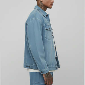 Veste en jean boutonnée pour homme, modèle 2026, la plus vendue, élégante, en coton, col rabattu, séchage rapide, pour l'hiver - Product Image 2