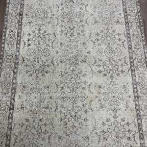 Tapis d'appoint turc 3,8x4,3 pieds, tapis vintage, tapis persan gris - Product Image 3