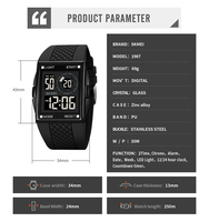 Jam Tangan SKMEI 1967 Sport Digital LED Chronograph Kotak Persegi Tali Plastik Kaca Lengkung Tahan Air Alarm Edisi Terbatas Pria