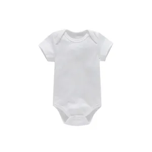 カスタムロゴベビーロンパース半袖綿100% ニットベビー新生児服卸売メーカー白無地卸売