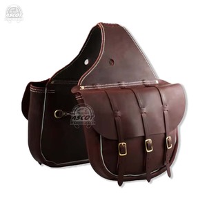 Sac de selle en cuir véritable de qualité supérieure fait à la main pour accessoires d'équitation en brun noir - Product Image 5