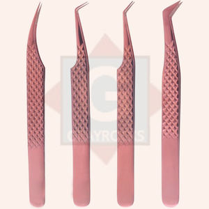 Pinzas de pestañas de agarre cómodo de acero inoxidable de alta calidad Pinzas de extensión de pestañas con logotipo personalizado - Product Image 1