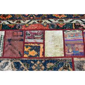 Petit tapis turc 2,1 x 5 pieds, tapis vintage, tapis à fleurs bleues - Product Image 5