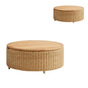 Juego de Mesa de Centro VIVERE de Lujo, Convertible, Ecológico, de Madera Maciza, Moderno, de Teca, Ratán y Mimbre, Duradero, para Sala de Estar, Muebles para el Hogar - Product Image 4