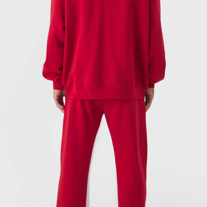 Nuevo Color rojo personalizado hombres Jegging transpirable al aire libre ropa deportiva informal sólido tejido hombres ropa Unisex pulóver chándales - Product Image 6