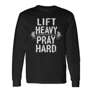 T-shirt à manches longues Jesus Gym Weightlifter Deadlift pour l'athlétisme, pour soulever des poids lourds et prier avec vigueur - Product Image 1