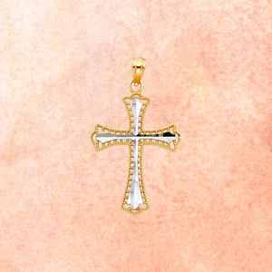 Alta calidad 14K plata amarillo dos tonos chapado en oro Santa Cruz encanto accesorio espiritual joyería religiosa cristiana niños - Product Image 4