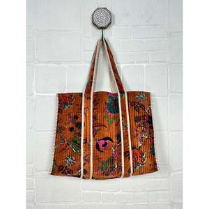 Boho Chic Reversible Quilted Velvet Cotton Women's Tote <b>Bag</b> <b>Large</b> Eco-Friendly Sustainable Grocery Shopping Ochre <b>Beach</b> <b>Bag</b> - Product Image 4