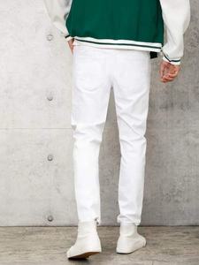 Pantalon en <span class=keywords><strong>jean</strong></span> cowboy personnalisé <span class=keywords><strong>Jean</strong></span> skinny extensible pour homme <span class=keywords><strong>Jean</strong></span> blanc déchiré coupe ajustée pour homme - Product Image 2