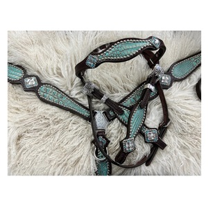 Quincaillerie en nickel et cuivre Cuir véritable Headstall de cheval Couleur marron Headstall Western Headstals et rênes Cheval - Product Image 5