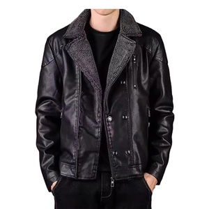 Automne hiver hommes élégant épaissi peau de mouton veste jeune motard à la mode frais décontracté toile col montant nouvelle Collection - Product Image 5