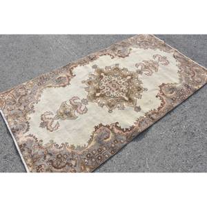 Classic Beige <b>Brown</b> 3.7 X 7ft <b>Wool</b> Rug Patchwork Turkish Design for Home Living Rectangle Hallway Entryway Latex New Bedside Rug - Product Image 2