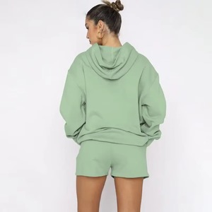 Sweatshirts unisexes Sweats à capuche en coton Ensemble 2 pièces à épaules tombantes Pantalon de jogging Sweat-shirt avec pantalon de survêtement Sweats à capuche vierges surdimensionnés - Product Image 5