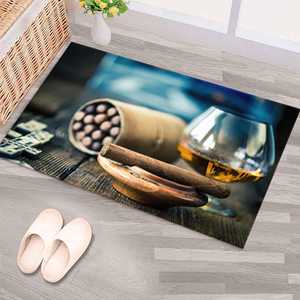 Tapis imprimé cigares et brandy : cadeau personnalisé moderne pour lui, avec tapis à poils doux - Product Image 4
