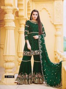 Diseñador más tendencia colección Premium Heavy Faux Georgette Salwar Kameez con bordado Zari y trabajo de piedra para la venta - Product Image 2