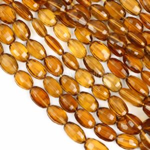 Perles de pierres précieuses ovales facettées en quartz bière naturel, perles de quartz bière pour la fabrication de bijoux, fournisseur en gros, fabricant en Inde, en vrac - Product Image 1