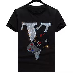 2025 Luxury t Shirt Printing Bling Tiger Graphic Rhinestone T Shirt for Men - Product Image 2