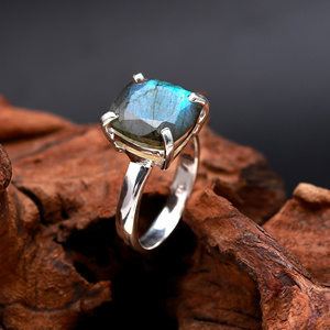 925 argent Sterling massif bleu Labradoride bague en pierres précieuses à facettes bijoux faits à la main bague en pierre de guérison naturelle semi-précieuse - Product Image 4