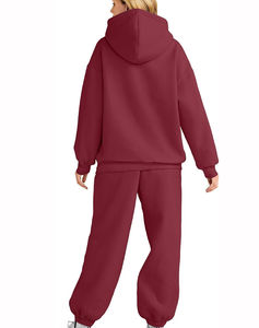 Vente d'usine Survêtement à capuche de haute qualité pour femmes Logo personnalisé Tenue décontractée avec fermeture à cordon respirant Motif solide - Product Image 4
