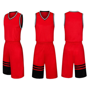 Uniforme de Baloncesto Personalizado Unisex, Rojo, Cuello en V, Sin Mangas, Malla Transpirable, Secado Rápido, Conjunto de Camiseta y Pantalones Cortos para Entrenamiento y Juego, para Adultos - Product Image 1