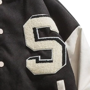 แจ็คเก็ตเบสบอลแขนยาวสำหรับผู้ชายเสื้อแจ็กเก็ตเบสบอลผ้าขน100% เลตเทอร์แมนสำหรับด้านหน้าพิมพ์ลายตามขนาดความหนามาตรฐาน - Product Image 3