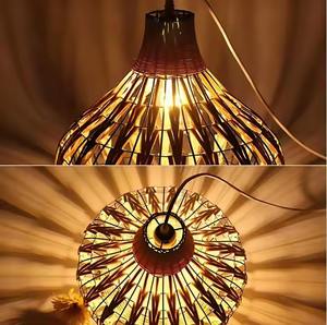 โคมไฟระย้าหวายดีไซน์ทันสมัยสำหรับแขวนเอฟเฟกต์แสงไฟตะกร้าสานโคมไฟตกแต่งบ้าน - Product Image 4