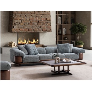 Sofá de Lujo Inaya de 4 Plazas con Tapicería de Tela de Primera Calidad y Base de Madera para una Elegancia y Comodidad Superior - Product Image 1