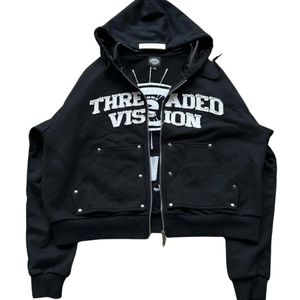 Nuevo personalizado último estilo pulóver doble bolsillo hombres desgastado bordado parche Zip Up ácido lavado sudaderas con capucha - Product Image 3