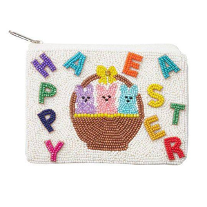 Monedero bordado a mano con cuentas de semillas de Pascua feliz de lujo, nuevo diseño elegante con colores personalizables - Product Image 1