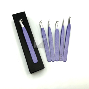 Pinzas para pestañas de acero inoxidable con logotipo personalizado profesional, puntas puntiagudas de fibra sostenible para extensiones de cejas y pestañas - Product Image 2