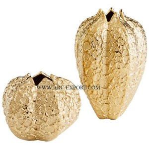 Lot de 2 vases à fleurs en laiton plaqué or et métal Design attrayant Vases et pots à fleurs décoratifs pour table de sol au prix le plus bas - Product Image 1