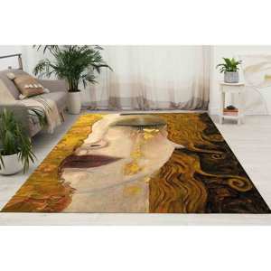 Tapis Golden Tears, Tapis décoratif pour femme, Tapis imprimé Gustav Klimt, Tapis en chenille - Product Image 3